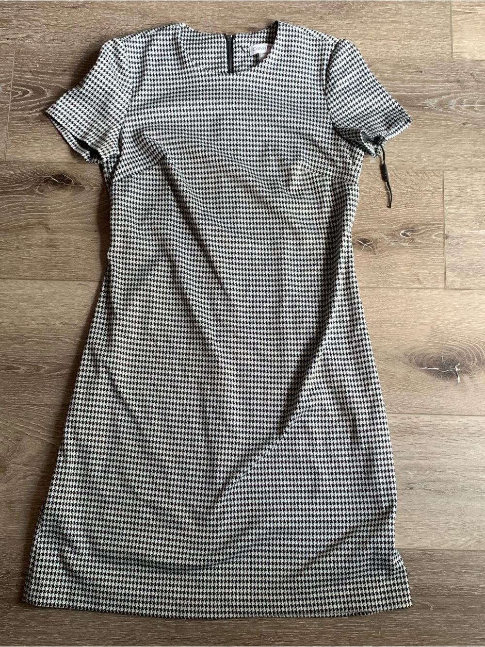New Calvin Klein Womens Gingham Dress Black And White Size 2